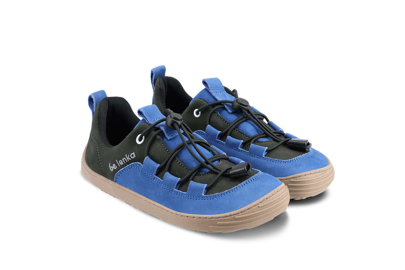 Load image into Gallery viewer, Eco-friendly Be Lenka Kids barefoot sneakers - Xplorer - Blue &amp; Olive Black
