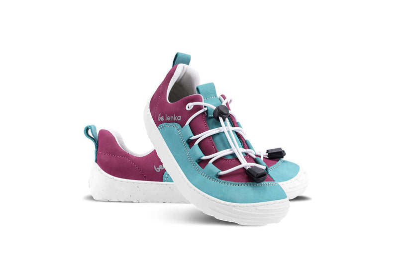 Load image into Gallery viewer, Eco-friendly Be Lenka Kids barefoot sneakers - Xplorer - Light Teal &amp; Plum
