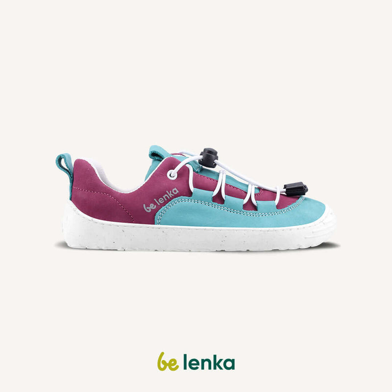 Load image into Gallery viewer, Eco-friendly Be Lenka Kids barefoot sneakers - Xplorer - Light Teal &amp; Plum
