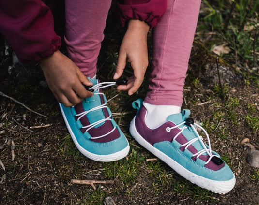 Eco-friendly Be Lenka Kids barefoot sneakers - Xplorer - Light Teal & Plum