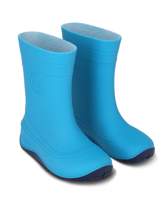 Be Lenka Kids Barefoot Rain Boots in Aqua Blue for flexible, waterproof play and natural foot movement.