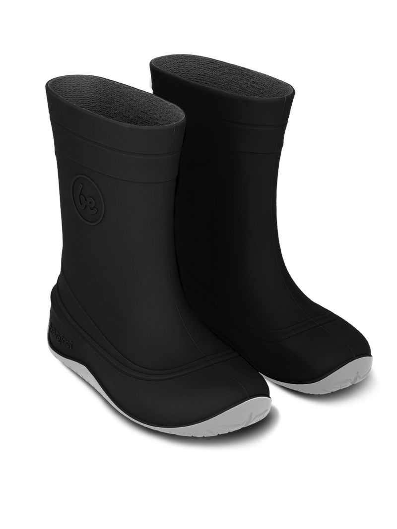 Load image into Gallery viewer, Be Lenka Kids Barefoot Rain Boots in Black, waterproof and flexible design for children&#39;s healthy foot development.
