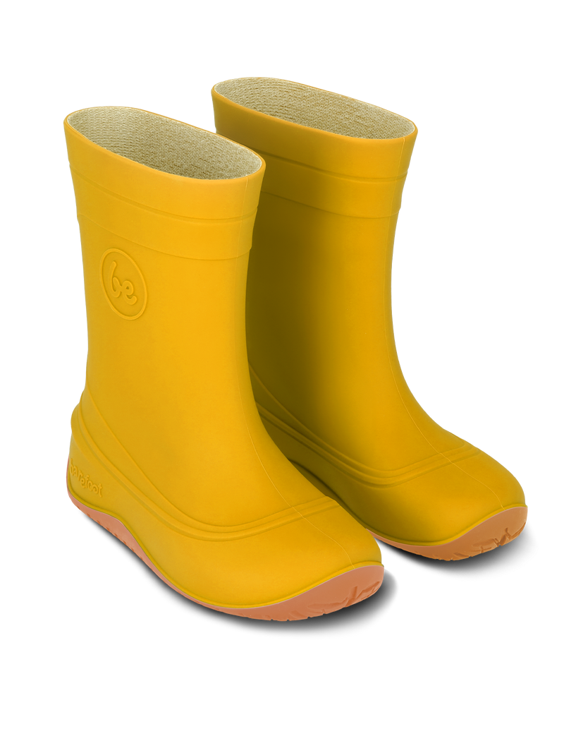Load image into Gallery viewer, Be Lenka Kids Barefoot Rain Boots in yellow, designed for natural movement and comfort, perfect for kids&#39; splash time.
