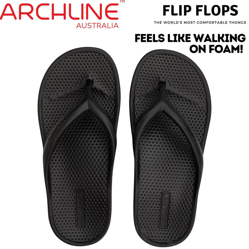 Load image into Gallery viewer, Archline Rebound Orthotic Foam Thongs Arch Support Flip Flops Orthopedic - Black
