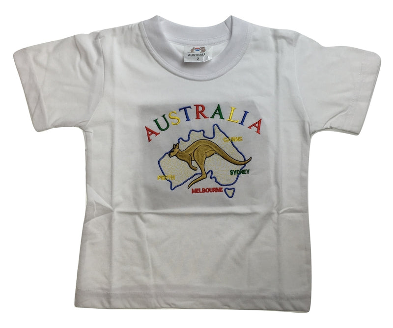 Load image into Gallery viewer, Kids Australia Kangaroo T Shirt Tee Childrens Child 100% Cotton Top - White
