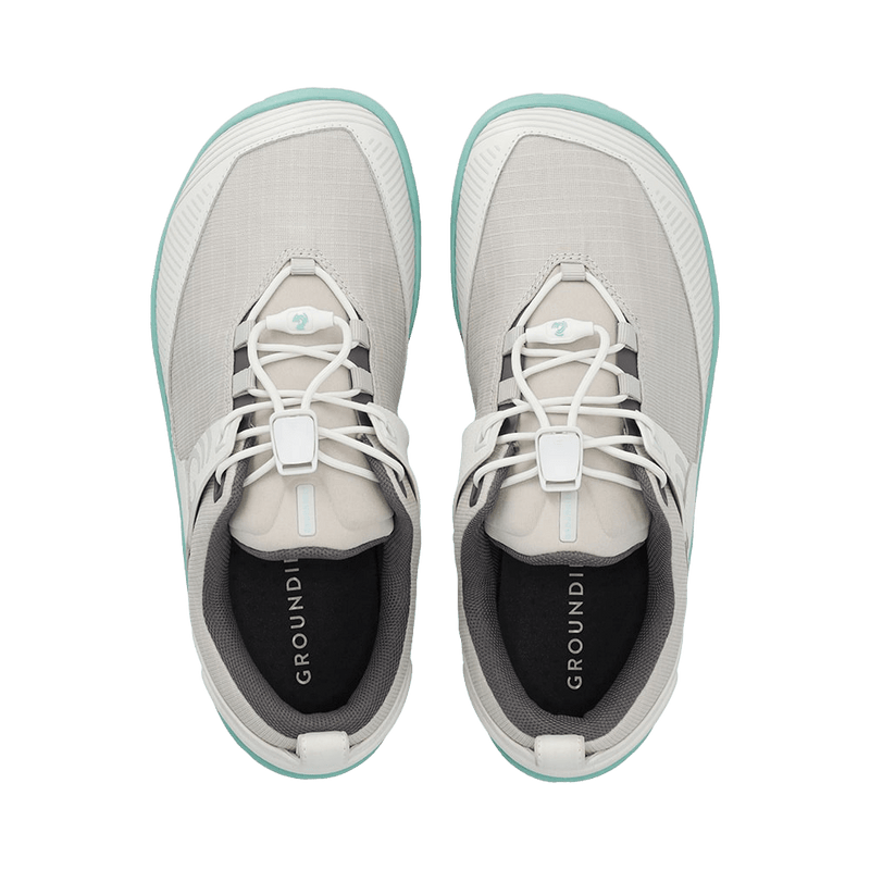 Load image into Gallery viewer, Groundies Chamonix TR Low Women's Barefoot Trail Shoes – Stone/Mint
