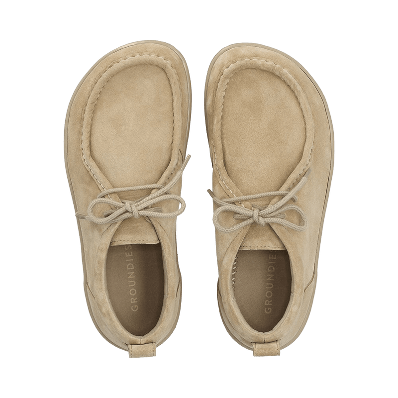 Load image into Gallery viewer, Groundies Cricket Men's Barefoot Moccasins – Beige
