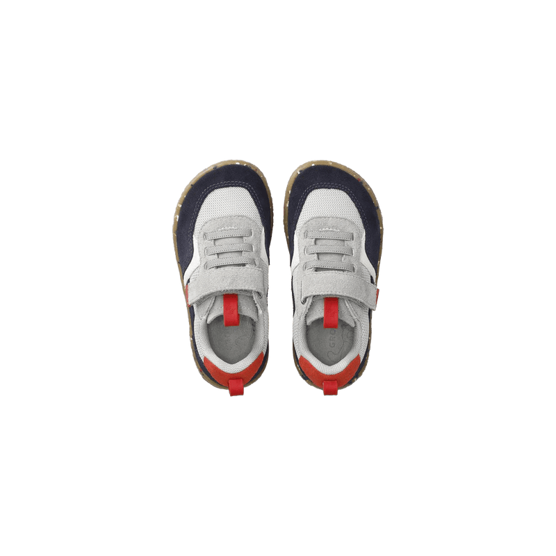Load image into Gallery viewer, Groundies Lou 2.0 Kids' Barefoot Sneakers – Light Grey/Red
