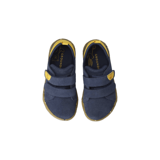 Groundies Malmö Kids' Barefoot Sneakers – Navy/Yellow