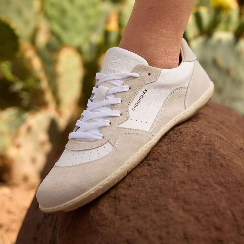 Load image into Gallery viewer, Groundies Nova GO1 Women's Barefoot Sneakers – White/Off-White
