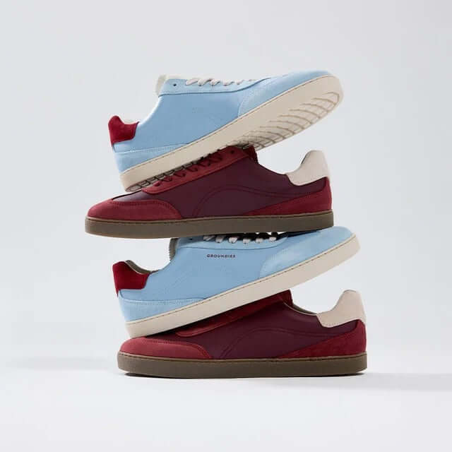 Load image into Gallery viewer, Groundies Panama Women's Barefoot Sneakers – Sky Blue/Bordeaux
