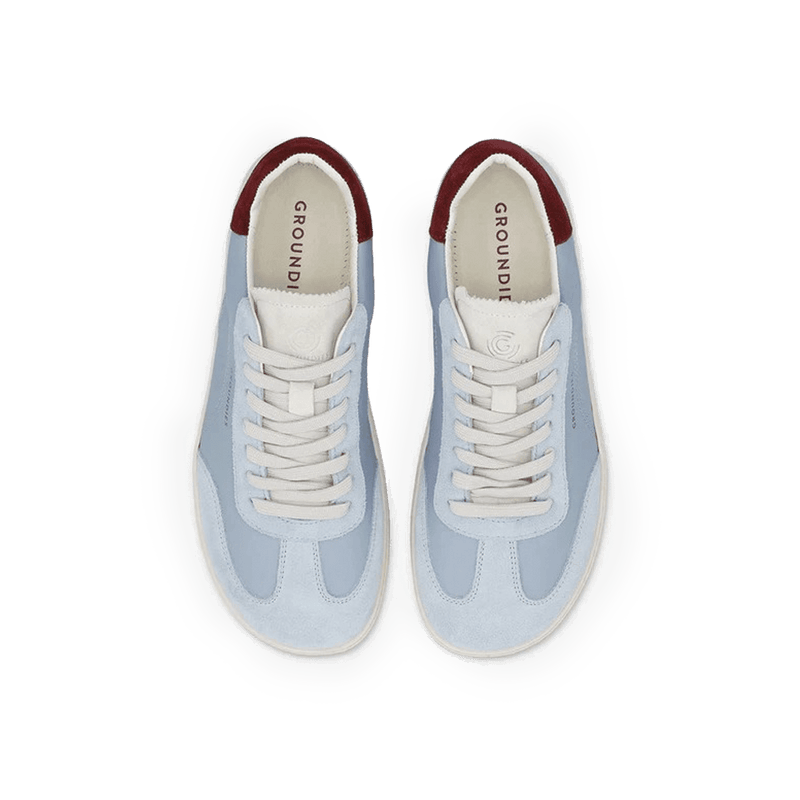 Load image into Gallery viewer, Groundies Panama Women's Barefoot Sneakers – Sky Blue/Bordeaux
