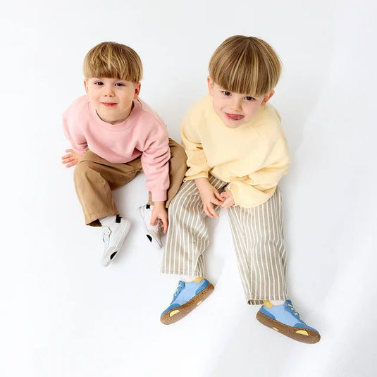 Groundies Panama Kids' Barefoot Sneakers – Sky Blue/Lemon Cream