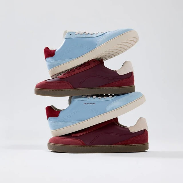 Load image into Gallery viewer, Groundies Panama Women's Barefoot Sneakers – Sky Blue/Bordeaux
