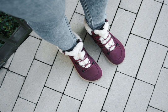 Eco-friendly Winter Barefoot Boots Be Lenka Bliss - Burgundy Red