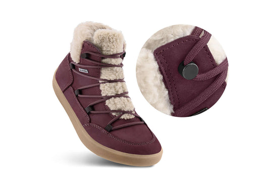 Eco-friendly Winter Barefoot Boots Be Lenka Bliss - Burgundy Red