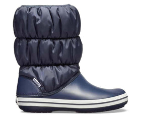 Crocs Women's Winter Puff Boot Puffer Shoes - Navy/White | Adventureco