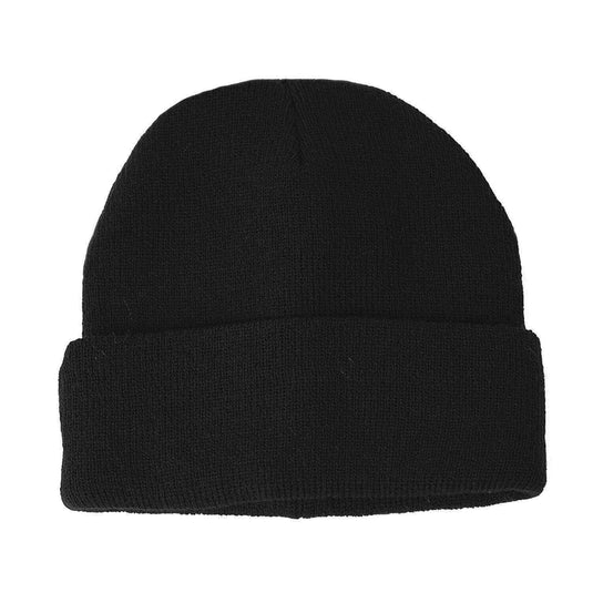DENTS Fine Knit Turn Up Beanie Warm Winter Hat Plain Ski Thermal - Black | Adventureco
