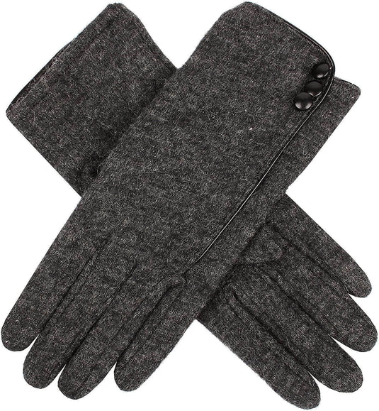 Dents Women's Plain Wool Gloves - Charcoal/Black | Adventureco